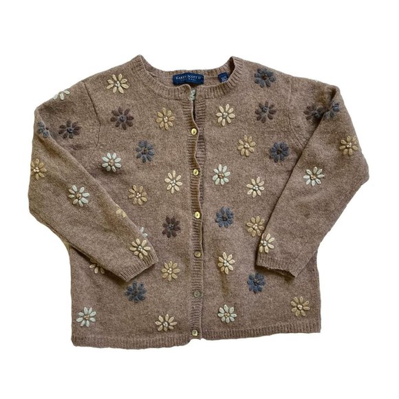Karen Scott Floral Wool Sweater - Picture 1 of 2